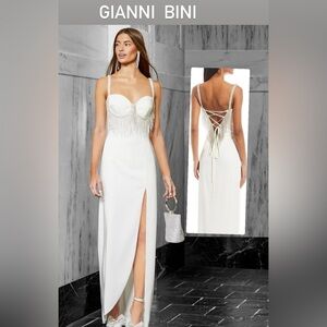 GB x Mark Zunino Beaded Fringe Front Slit Gown Dress Size 7 ( Juniors )